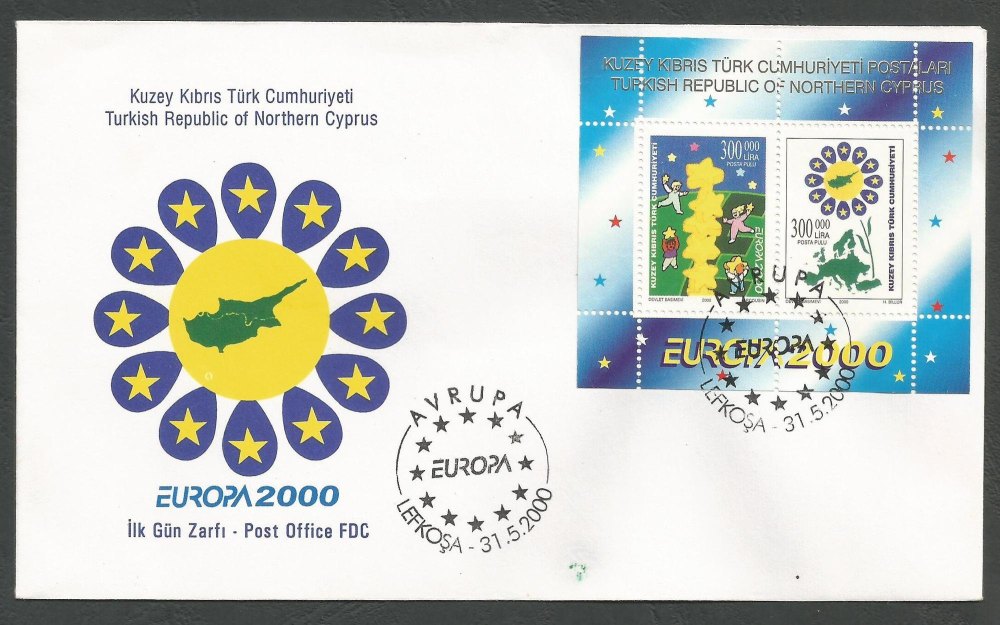 North Cyprus Stamps SG 509 MS 2000 Europa - Official FDC