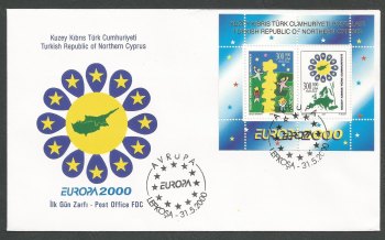North Cyprus Stamps SG 509 MS 2000 Europa - Official FDC 