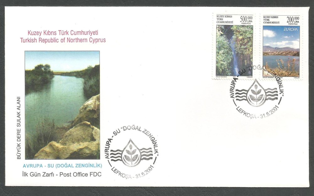 North Cyprus Stamps SG 530-31 2001 Europa Water Resources - Official FDC