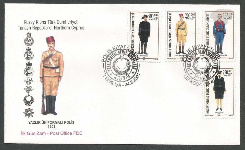 North Cyprus Stamps SG 534-37 2001 Turkish Cypriot Police uniforms - Offici