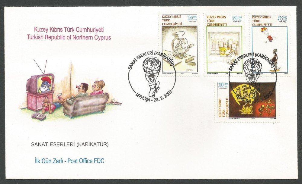 North Cyprus Stamps SG 544-47 2002 Caricatures - Official FDC