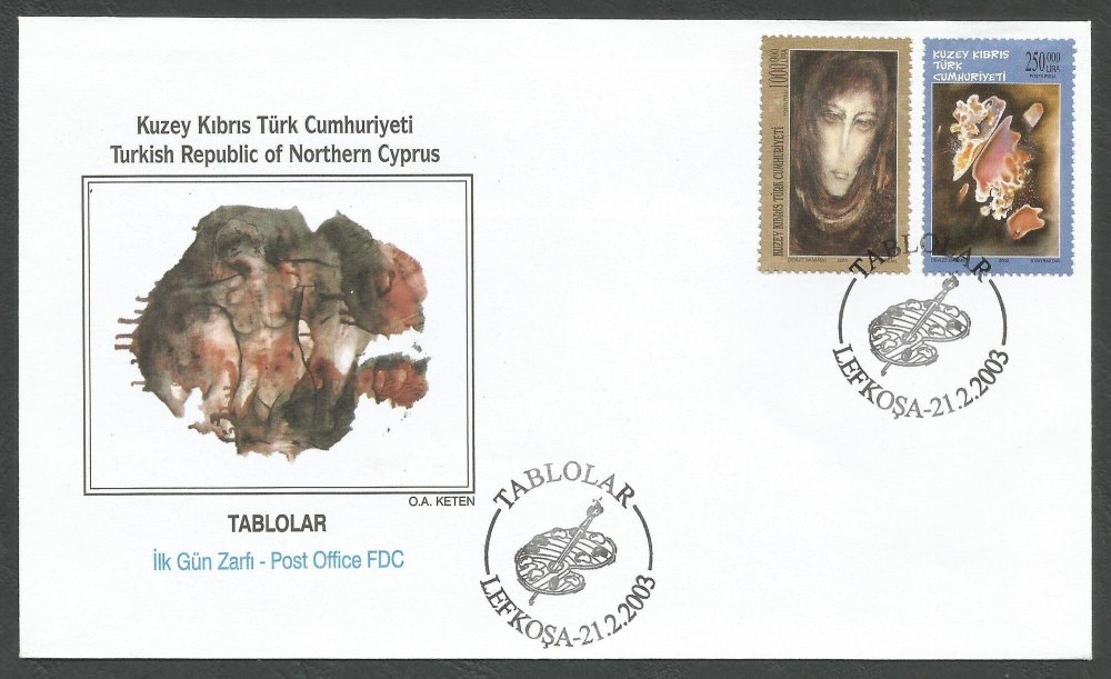 North Cyprus Stamps SG 567-68 2003 Art 14th Series - Official FDC