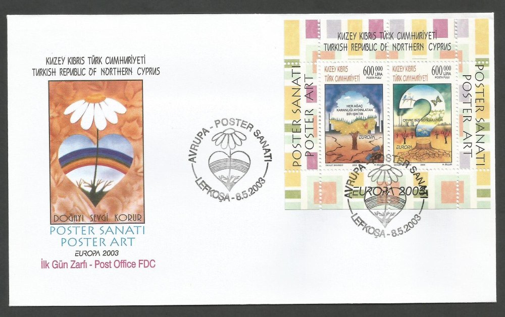 North Cyprus Stamps SG 569 MS Europa Poster Art - Official FDC