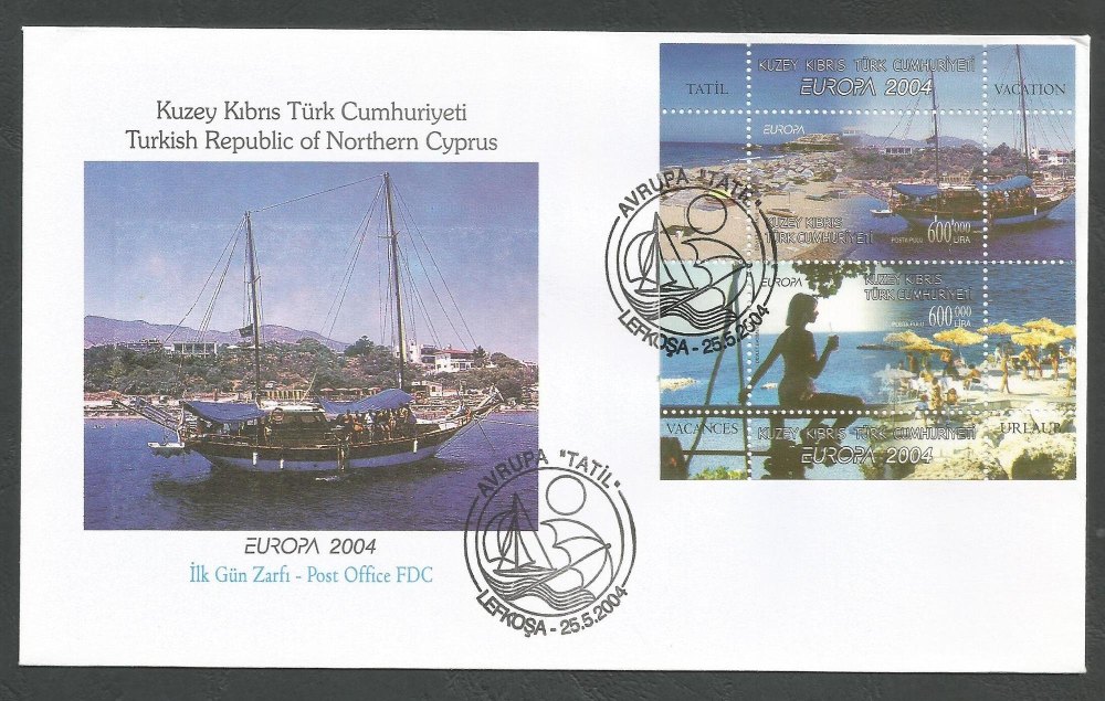 North Cyprus Stamps SG 588 MS Europa Holidays (Perforated) - Official FDC