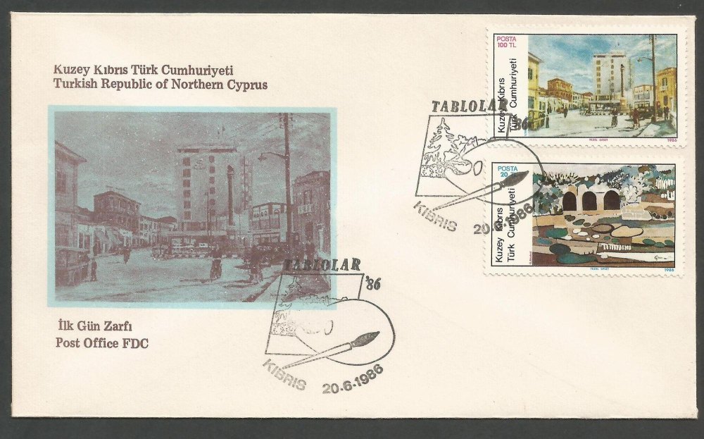 North Cyprus Stamps SG 185-86 1986 Art 5th Series - Official FDC