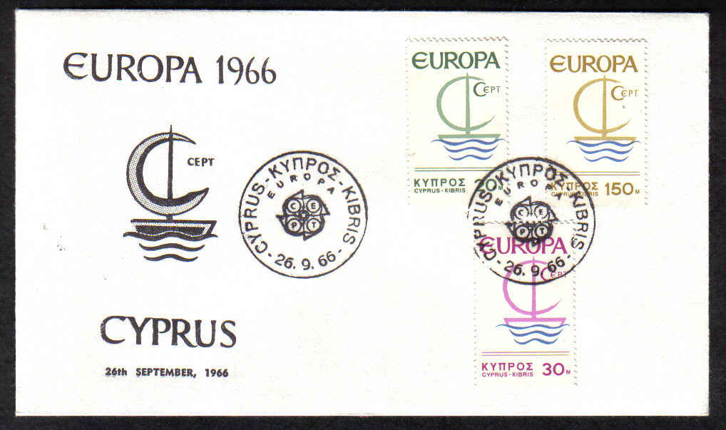 Cyprus Stamps SG 280-82 1966 Europa Ship - Unofficial FDC (a359)