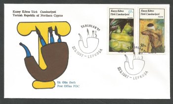 North Cyprus Stamps SG 208-09 1987 Art 6th Series - Official FDC