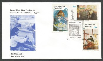 North Cyprus Stamps SG 225-27 1988 Art 7th Series - Official FDC