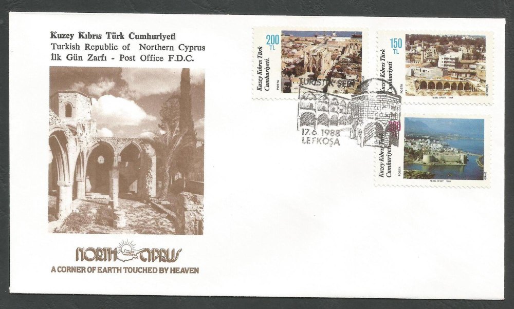 North Cyprus Stamps SG 230-32 1988 Tourism - Official FDC