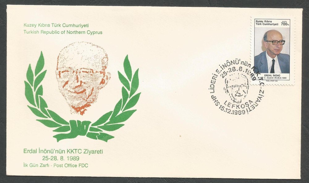 North Cyprus Stamps SG 269 1989 Erdal Inonu - Official FDC