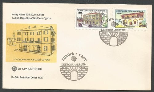 North Cyprus Stamps SG 275-76 1990 Europa Post Office Buildings - Official
