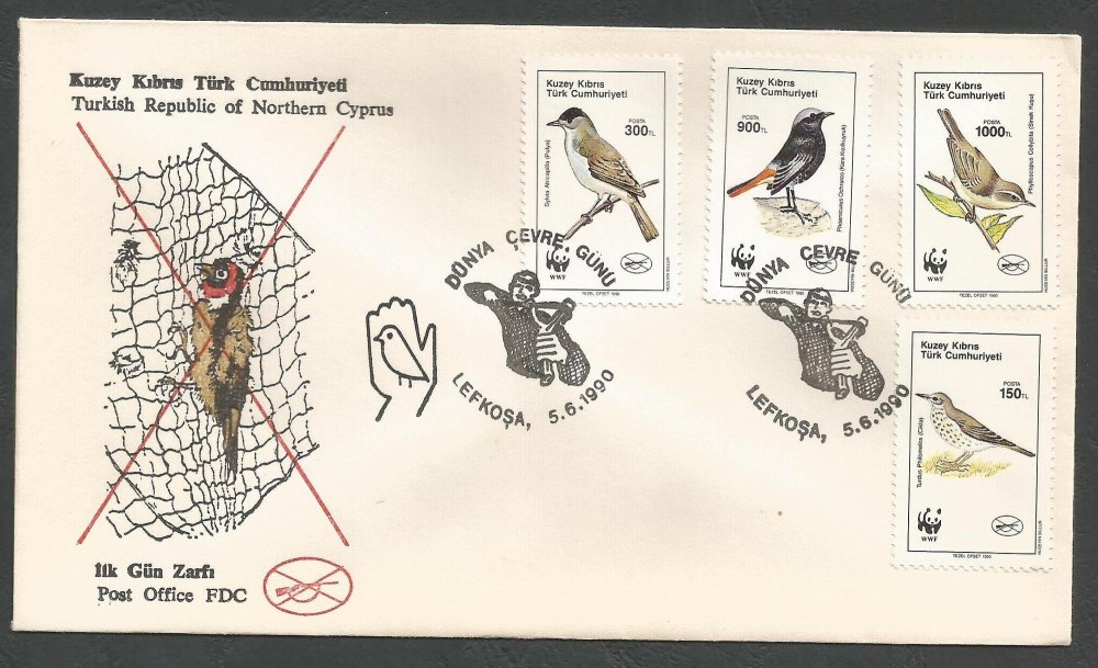 North Cyprus Stamps SG 278-81 1990 World Environment Day Birds - Official F