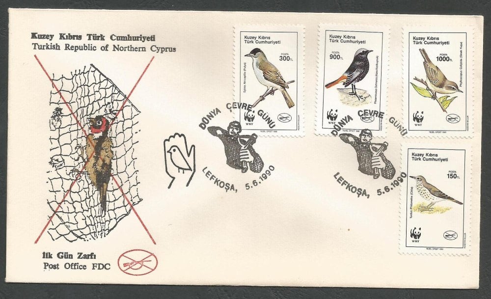 North Cyprus Stamps SG 278-81 1990 World Environment Day Birds - Official FDC