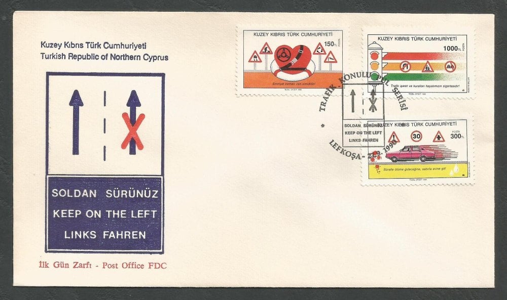 North Cyprus Stamps SG 289-91 1990 Traffic Safety - Official FDC