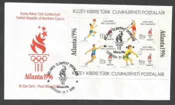 North Cyprus Stamps SG 429 MS 1996 Atlanta Olympic Games - Official FDC