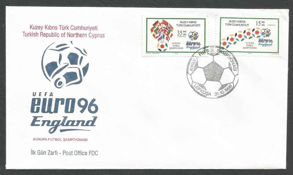 North Cyprus Stamps SG 430-31 1996 Euro 96 England (2 Stamps) - Official FD