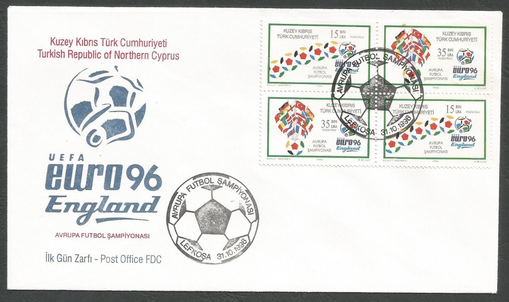 North Cyprus Stamps SG 430-31 1996 Euro 96 England (4 Stamps) Se-tenant - O