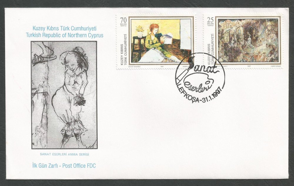 North Cyprus Stamps SG 436-37 1997 Art 13th Series - Official FDC