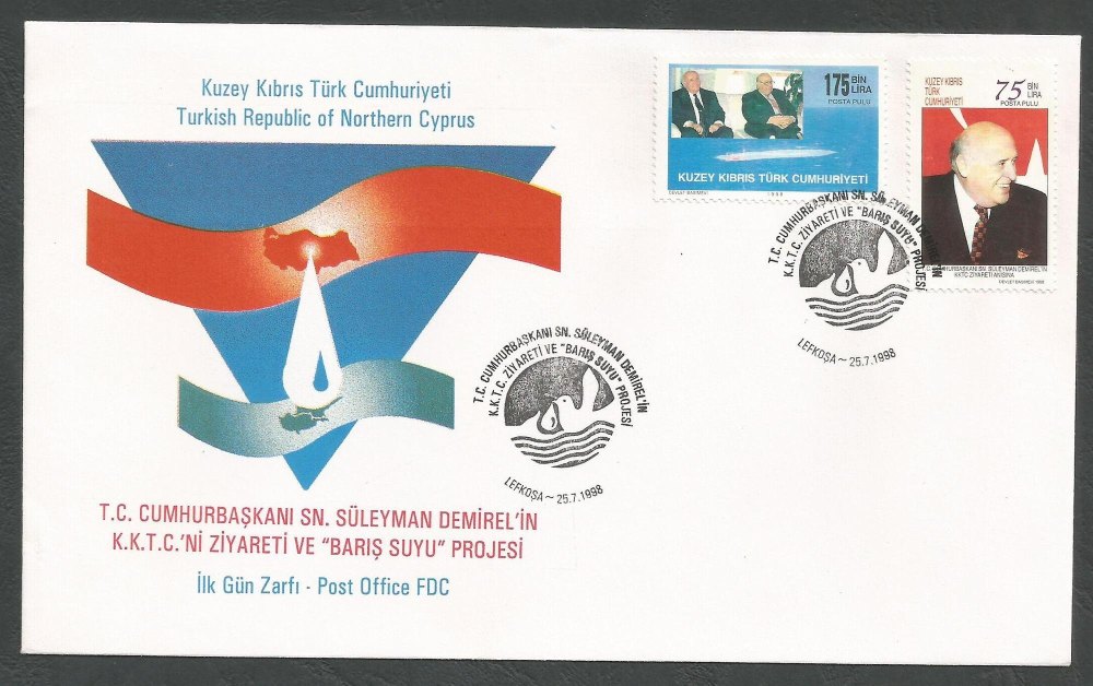 North Cyprus Stamps SG 472-73 1998 Water for Peace project - Official FDC