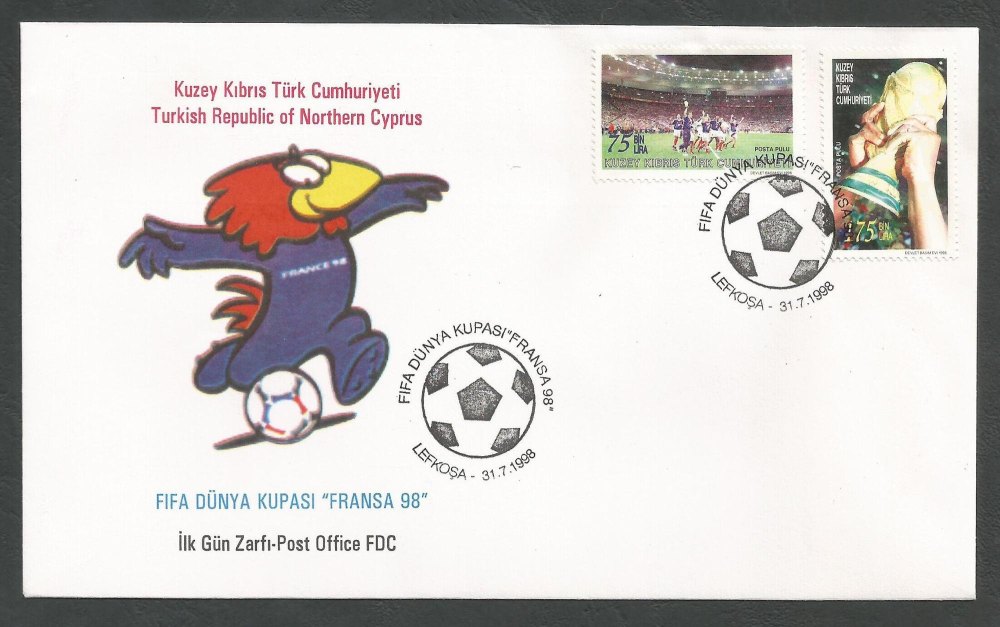 North Cyprus Stamps SG 474-75 1998 France World cup Football - Official FDC