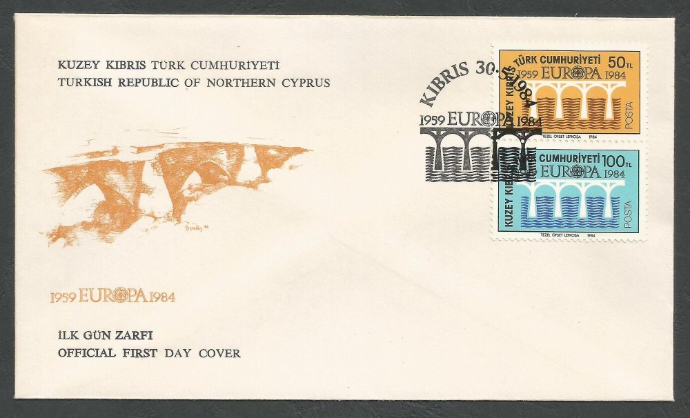 North Cyprus Stamps SG 148-49 1984 Europa Bridge - Official FDC