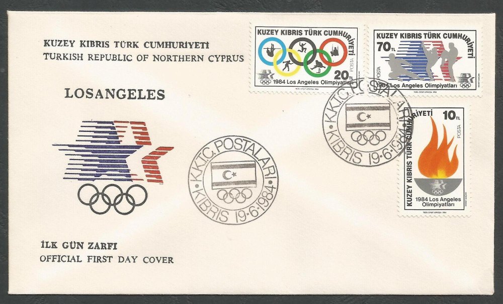 North Cyprus Stamps SG 150-52 1984 Los Angeles Olympic Games - Official FDC
