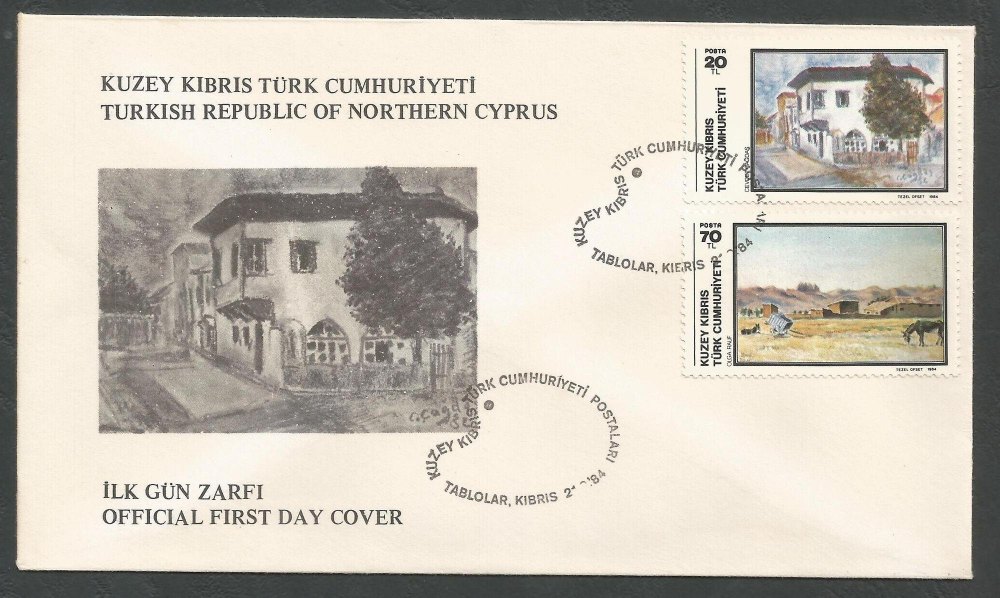 North Cyprus Stamps SG 157-58 1984 Art 3rd Series - Official FDC