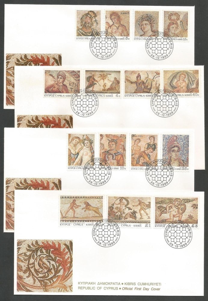 Cyprus Stamps SG 756-70 1989 Roman Mosaics Definitives - Official FDC