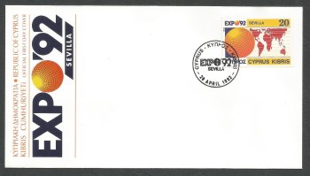 Cyprus Stamps SG 815 1992 EXPO 1992 Seville Spain - Official FDC