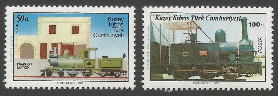 North Cyprus Stamps SG 202-03 1986 Cyprus Narrow Guage Raillway - MINT