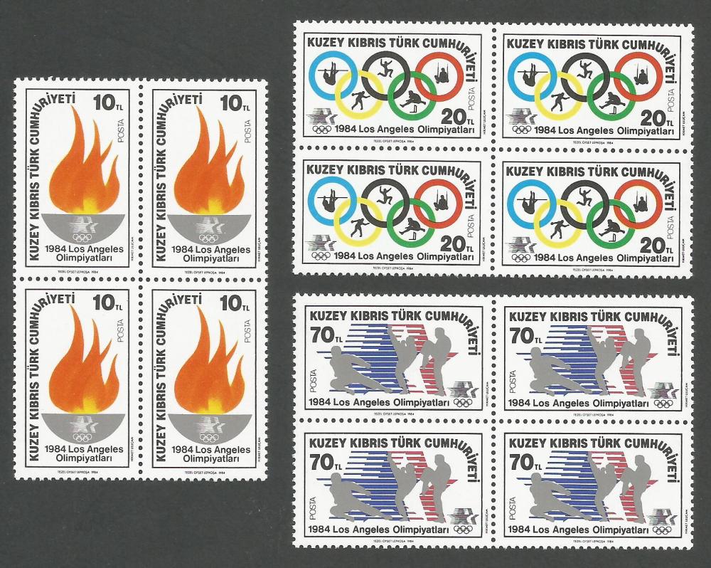 North Cyprus Stamps SG 150-52 1984 Los Angeles Olympic Games - Block of 4 M