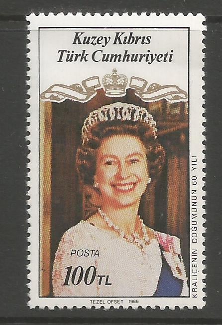 North Cyprus Stamps SG 201 1986 100TL Queen - MINT
