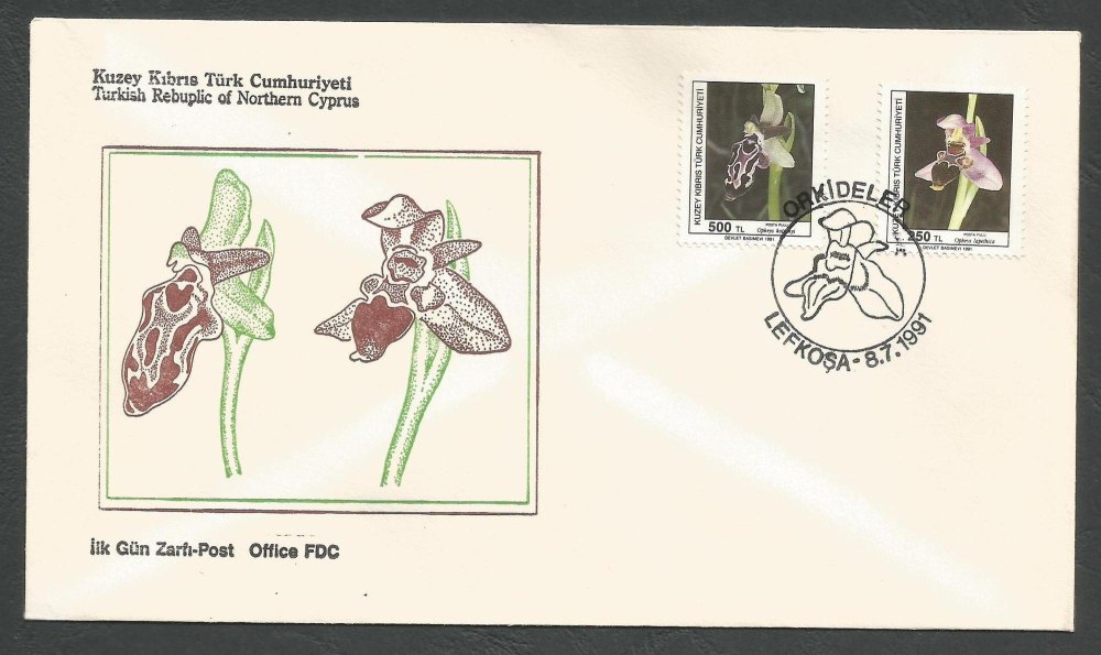 North Cyprus Stamps SG 304-05 1991 Orchids Flowers - Official FDC 