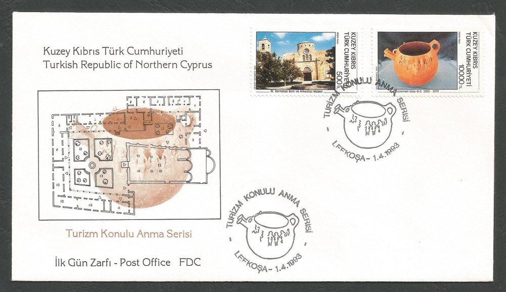 North Cyprus Stamps SG 351-52 1993 Tourism 3rd Series - Official FDC