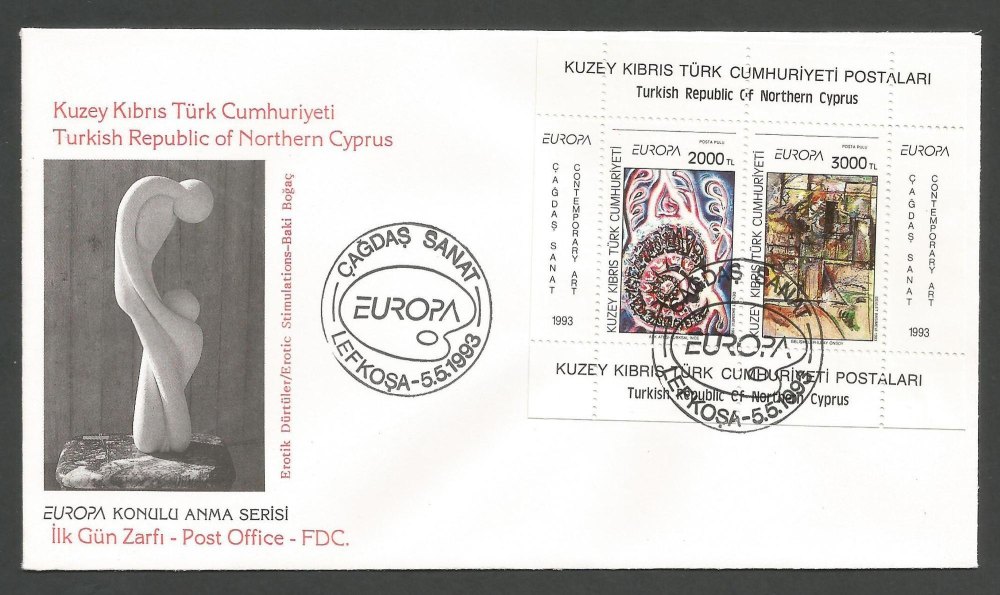 North Cyprus Stamps SG 353 MS Contempoary Art - Official FDC