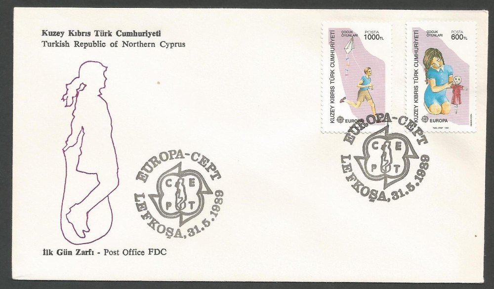 North Cyprus Stamps SG 251-52 1989 Europa Childrens games - Official FDC