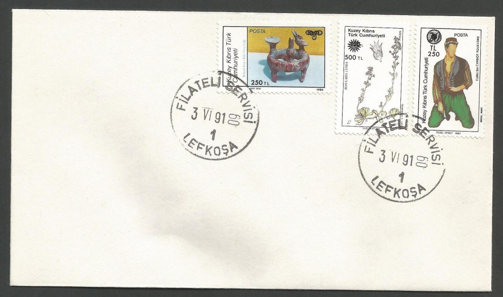 North Cyprus Stamps SG 301-03 1991 Surcharge - Unofficial FDC (k265)