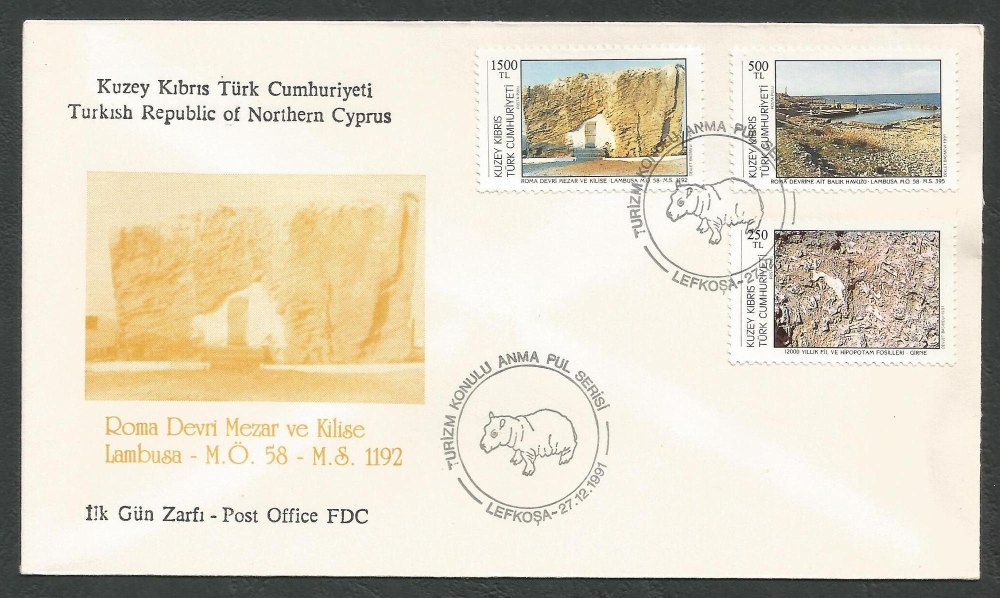 North Cyprus Stamps SG 325-27 1991 Tourism 1st Series - Official FDC