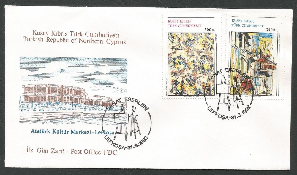 North Cyprus Stamps SG 328-29 1992 Art 11th Series - Official FDC