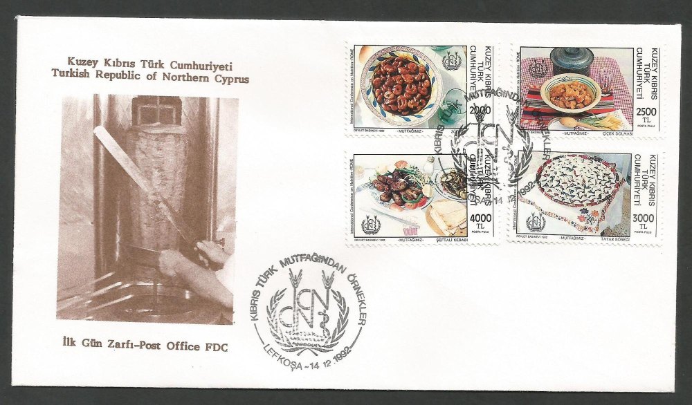 North Cyprus Stamps SG 347-50 1992 Food Nutrition - Official FDC
