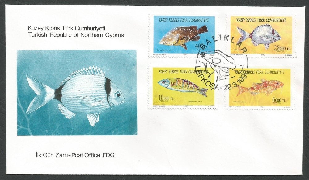 North Cyprus Stamps SG 418-21 1996 Fish - Official FDC