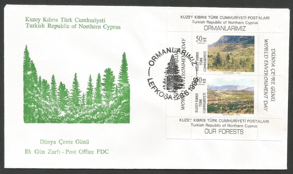 North Cyprus Stamps SG 428 MS 1996 World Environment Day - Official FDC
