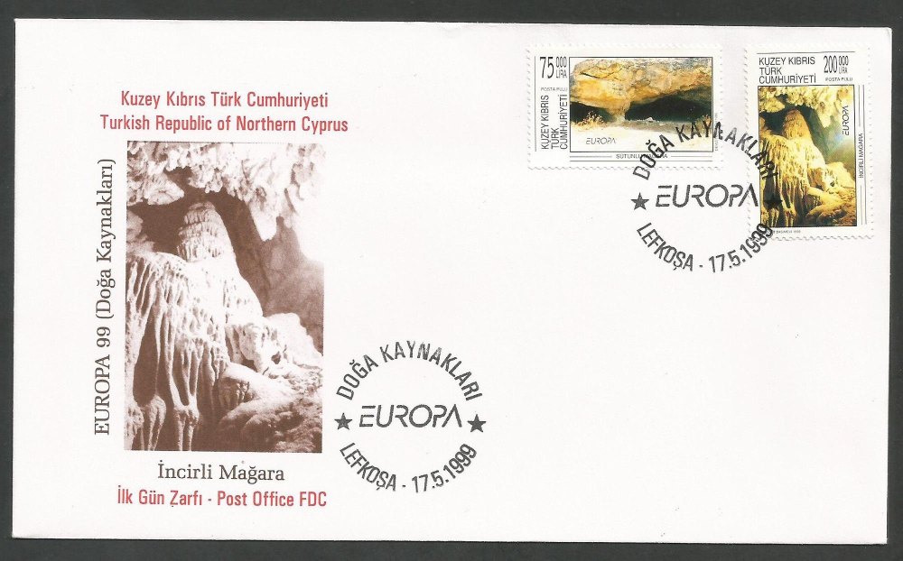 North Cyprus Stamps SG 492-93 1999 Europa Parks and Gardens - Official FDC