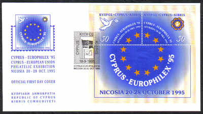 Cyprus Stamps SG 891 MS 1995 Europhilex Official - FDC