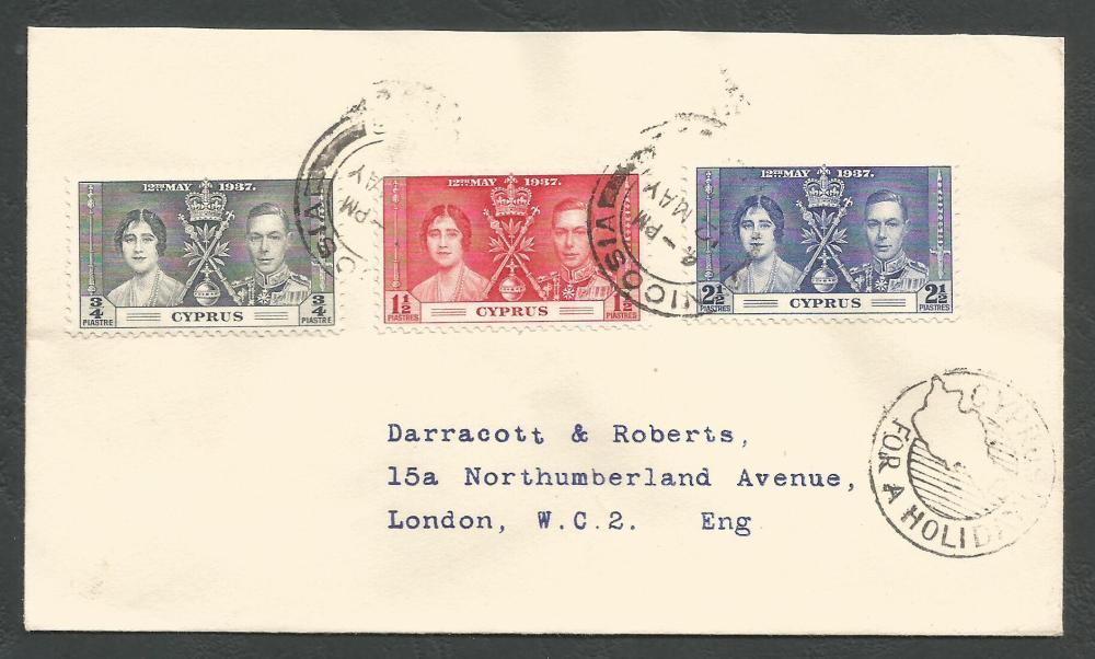 Cyprus Stamps SG 148-50 1937 Coronation - First Day Cover (k307)