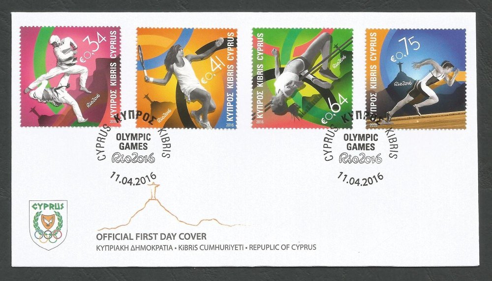 Cyprus Stamps SG 2016 (b) Rio Brazil Olympic Games - Official FDC