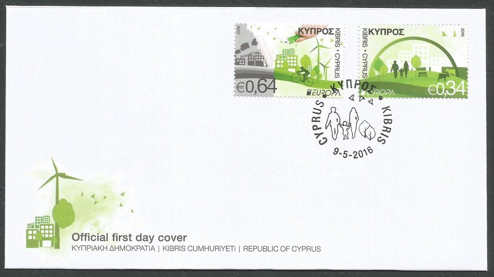 Cyprus Stamps SG 1394-95 2016 Europa Think Green - Official FDC