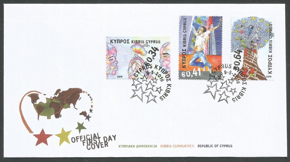 Cyprus Stamps SG 1396-98 2016 Principles and Values Of The European Union - Official FDC
