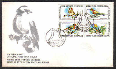 North Cyprus Stamps SG 140-43 1983 Birds - Official FDC (c892)