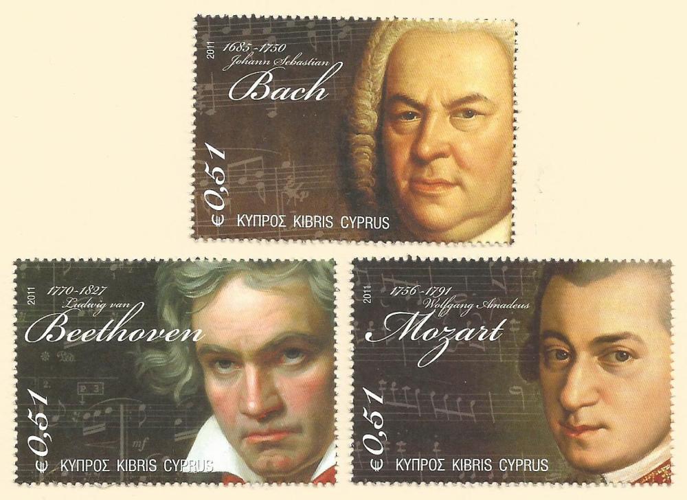 Cyprus Stamps SG 1238-40 2011 Famous Composers of 18th Century - MINT